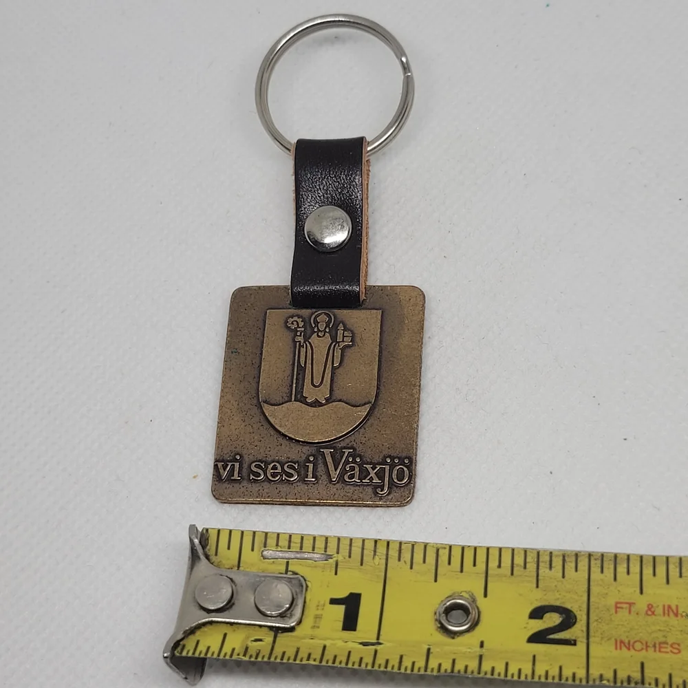 Vintage Swedish Brass Keychain Sporrong Vi Ses I Växjö Cathedral